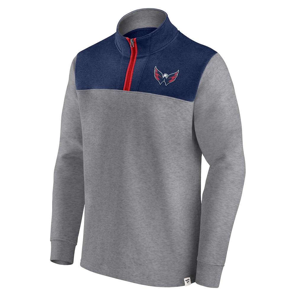 Veste à quart de zip Fanatics Heather Grey Washington Capitals Launch It pour hommes