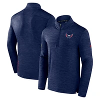 Men's Fanatics  Heather Navy Washington Capitals Authentic Pro Lightweight Quarter-Zip Pullover