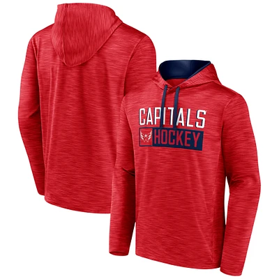 Men's Fanatics Heather Red Washington Capitals Close Shave Pullover Hoodie