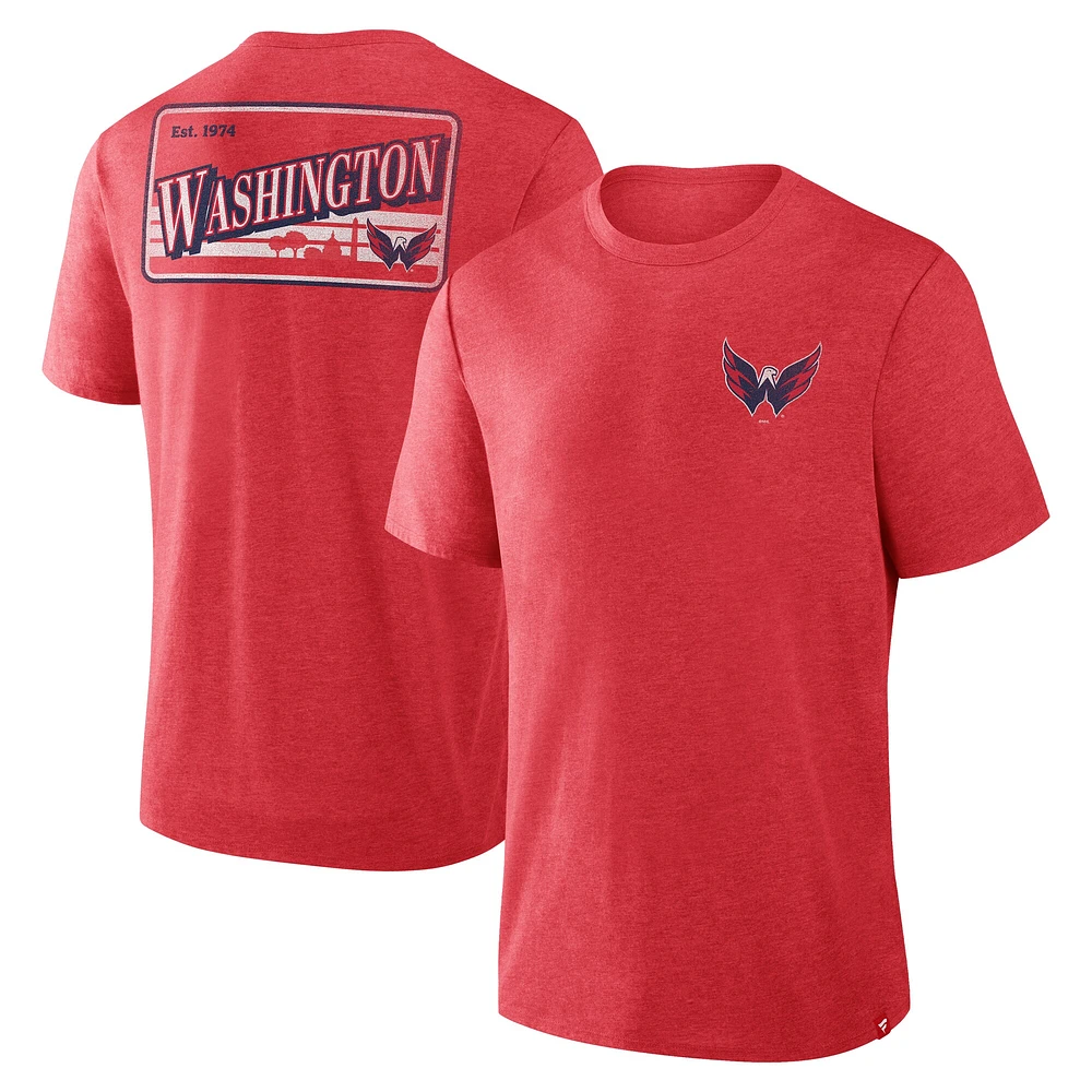 T-shirt tri-blend Fan Lanes des Washington Capitals pour hommes, rouge chiné, Fanatics