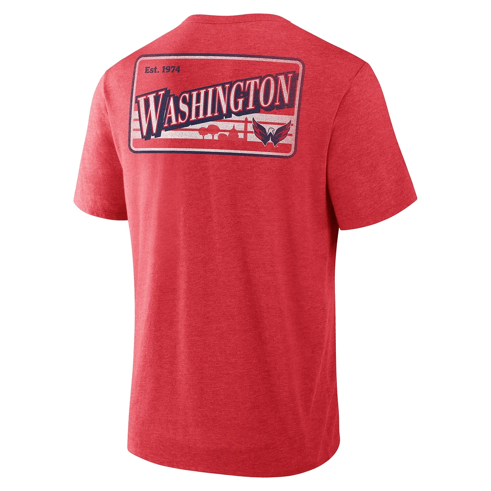 T-shirt tri-blend Fan Lanes des Washington Capitals pour hommes, rouge chiné, Fanatics