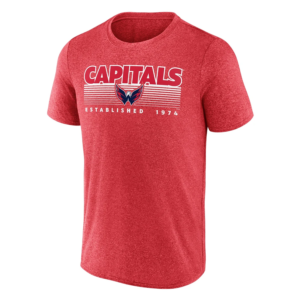 Men's Fanatics Heathered Red Washington Capitals Prodigy Performance T-Shirt