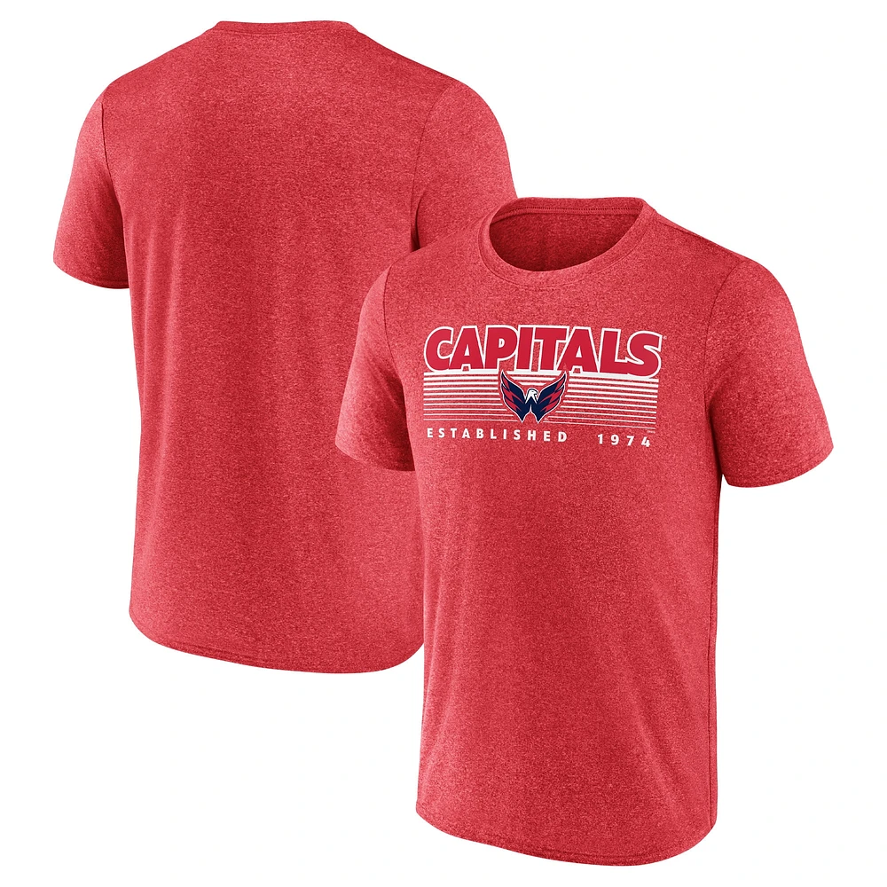 Men's Fanatics Heathered Red Washington Capitals Prodigy Performance T-Shirt