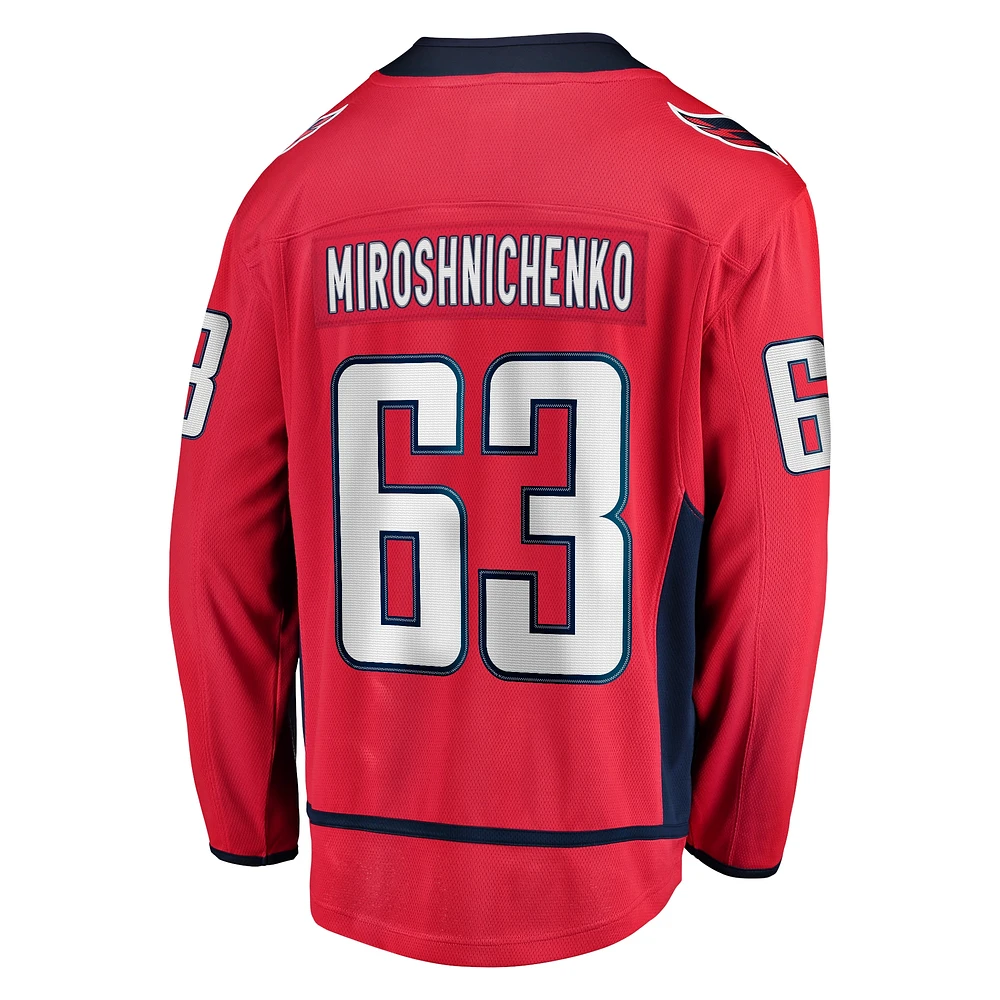 Fanatics pour hommes Ivan Miroshnichenko Rouge Washington Capitals Home Premier Breakaway Player Maillot