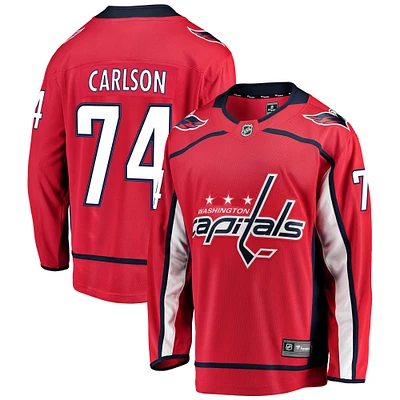 Maillot de joueur échappé à domicile Fanatics John Carlson rouge des Capitals Washington pour hommes