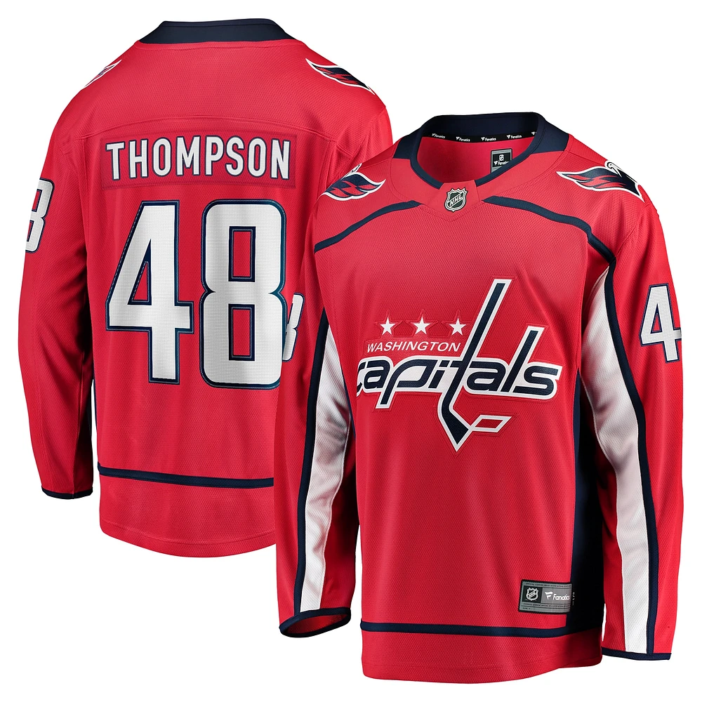 Fanatics pour hommes Logan Thompson rouge Washington Capitals Home Premier Breakaway Player - Maillot