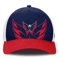 Casquette ajustable à cadre en A pour homme Fanatics bleu marine/rouge Washington Capitals Authentic Pro