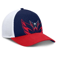 Casquette ajustable à cadre en A pour homme Fanatics bleu marine/rouge Washington Capitals Authentic Pro