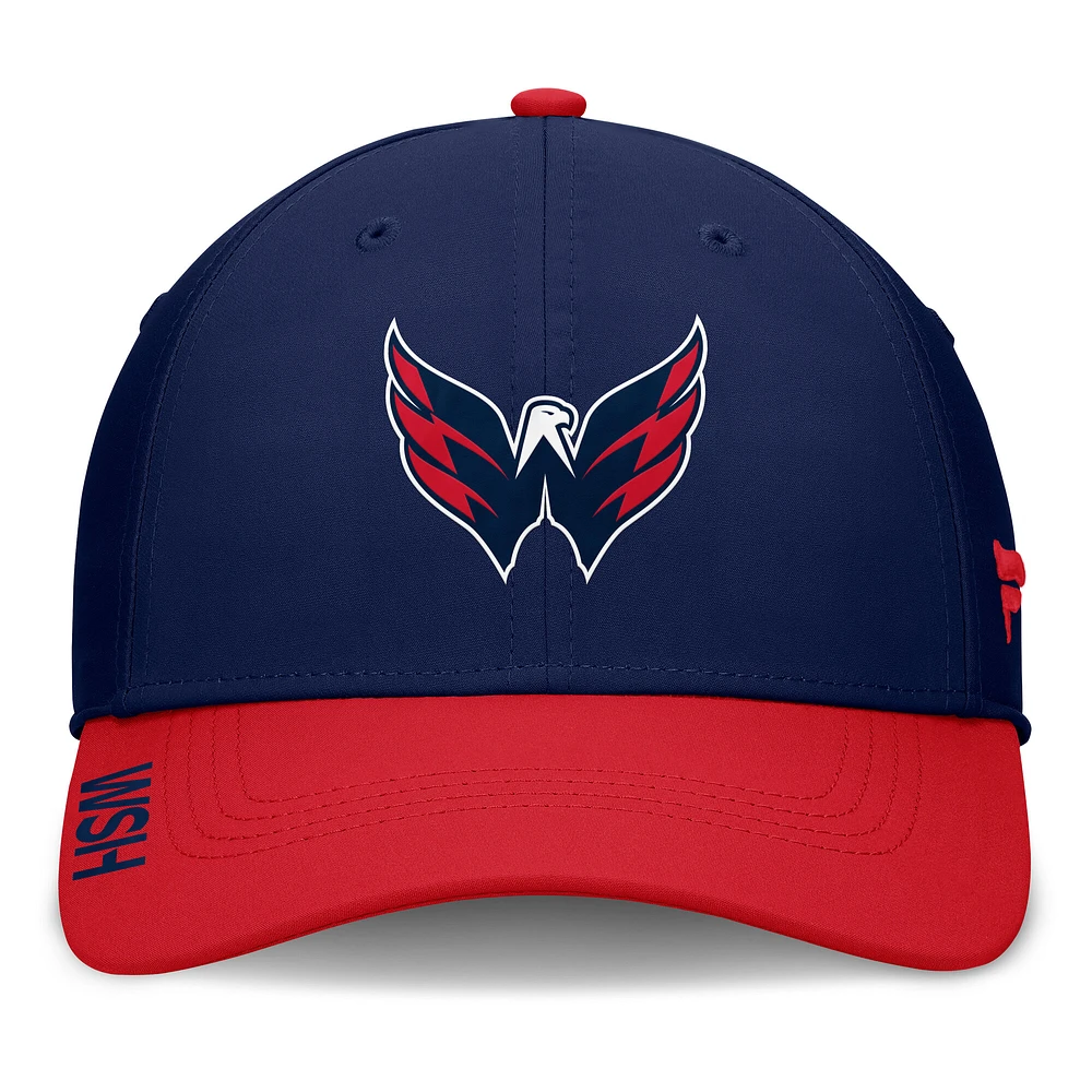 Casquette Fanatics Authentic Pro Rink Flex bleu marine/rouge pour homme des Washington Capitals