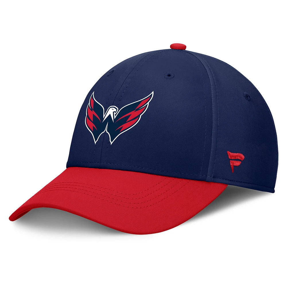 Casquette Fanatics Authentic Pro Rink Flex bleu marine/rouge pour homme des Washington Capitals