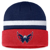 Bonnet en tricot à revers fondamental Washington Capitals Fanatics pour hommes, bleu marine/rouge