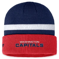 Bonnet en tricot à revers fondamental Washington Capitals Fanatics pour hommes, bleu marine/rouge