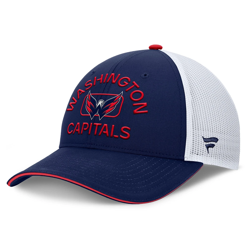 Casquette de camionneur authentique Pro Rink des Washington Capitals pour hommes Fanatics bleu marine/blanc