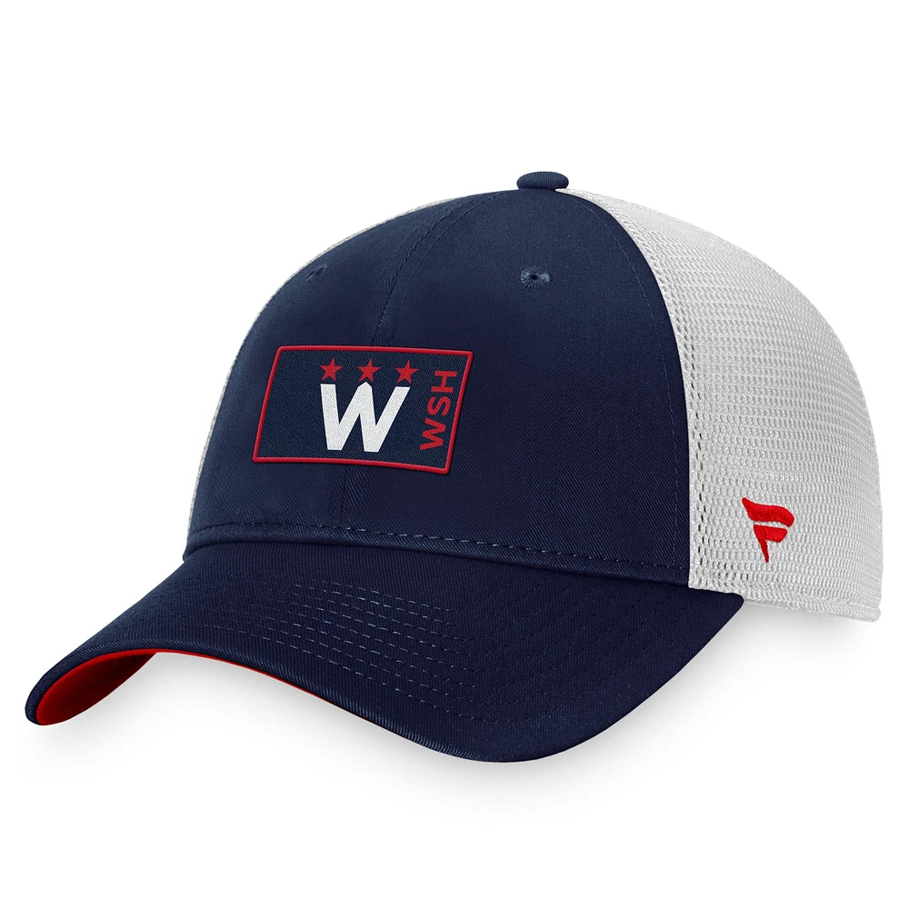 Casquette Snapback Authentic Pro Trucker Fanatics pour hommes, bleu marine/blanc, Washington Capitals