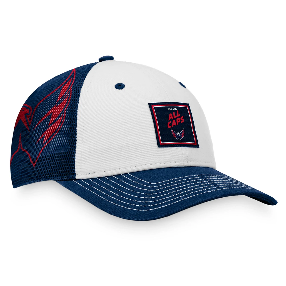 Casquette Snapback Fanatics bleu marine/blanc pour hommes, Washington Capitals Block Party