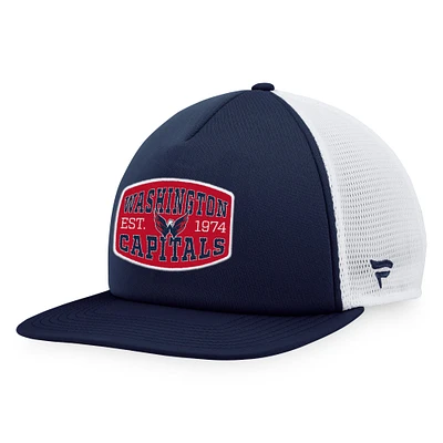 Men's Fanatics Navy/White Washington Capitals Foam Front Patch Trucker Snapback Hat