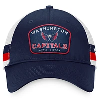 Men's Fanatics Navy/White Washington Capitals Fundamental Striped Trucker Adjustable Hat