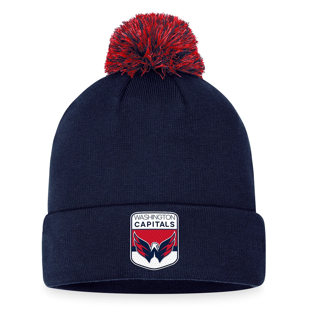 Bonnet en tricot à revers NHL Draft 2023 Fanatics Navy Washington Capitals pour hommes avec pompon