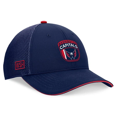 Casquette réglable de camionneur Fanatics Navy Washington Capitals 2024 NHL Draft On Stage pour hommes