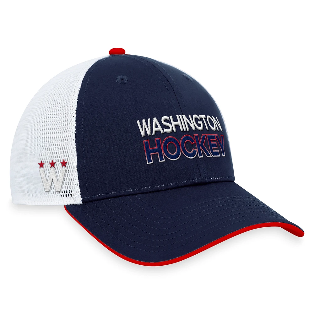 Casquette réglable de camionneur en jersey alternatif authentique Fanatics Navy Washington Capitals pour hommes