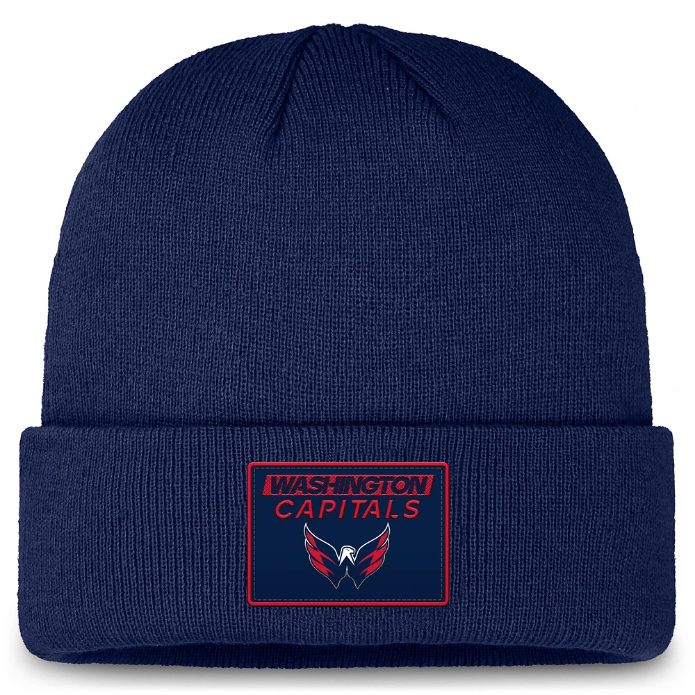 Bonnet en tricot à revers authentique Fanatics Navy Washington Capitals pour homme