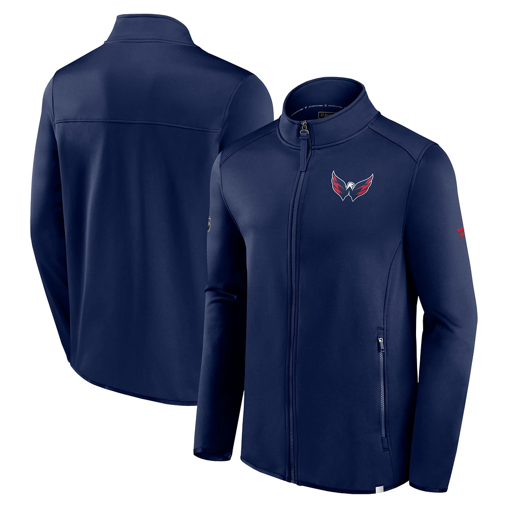 Veste entièrement zippée Fanatics bleu marine Washington Capitals Authentic Pro pour hommes