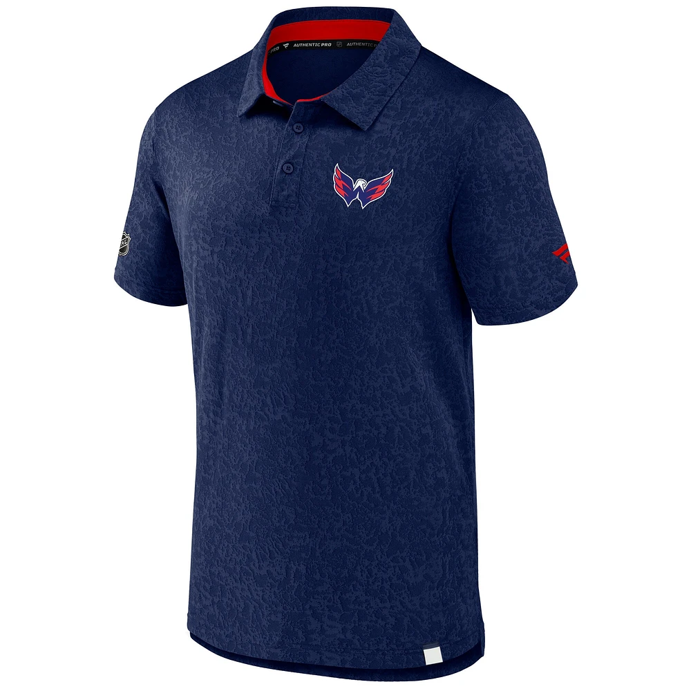 Polo jacquard Authentic Pro bleu marine pour homme des Capitals de Washington