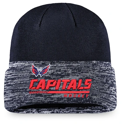 Bonnet en tricot à revers graphique officiel Fanatics Navy Washington Capitals Authentic Pro Locker Room pour hommes