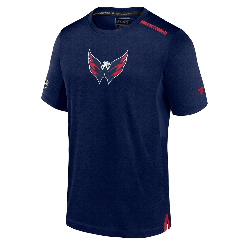 T-shirt Fanatics Authentic Pro Performance bleu marine pour homme des Washington Capitals