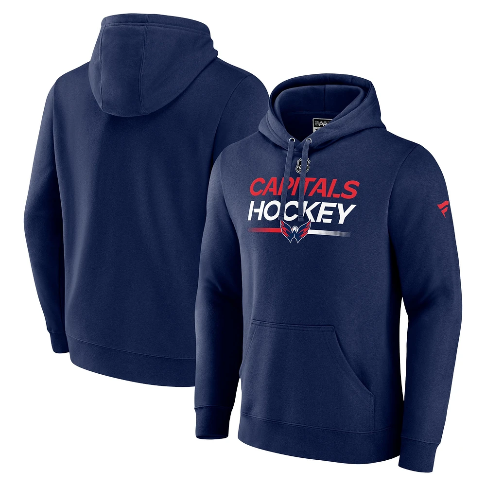 Sweat à capuche authentique Pro Fanatics pour hommes, bleu marine, Washington Capitals