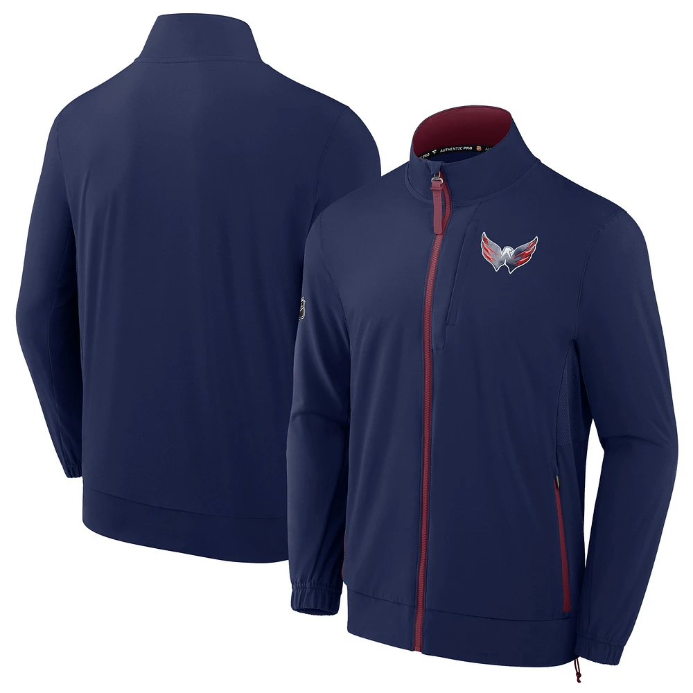 Men's Fanatics  Navy Washington Capitals Authentic Pro Rink Coaches Full-Zip Jacket