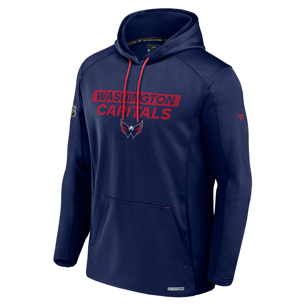 Men's Fanatics  Navy Washington Capitals Authentic Pro Rink Fleece Pullover Hoodie