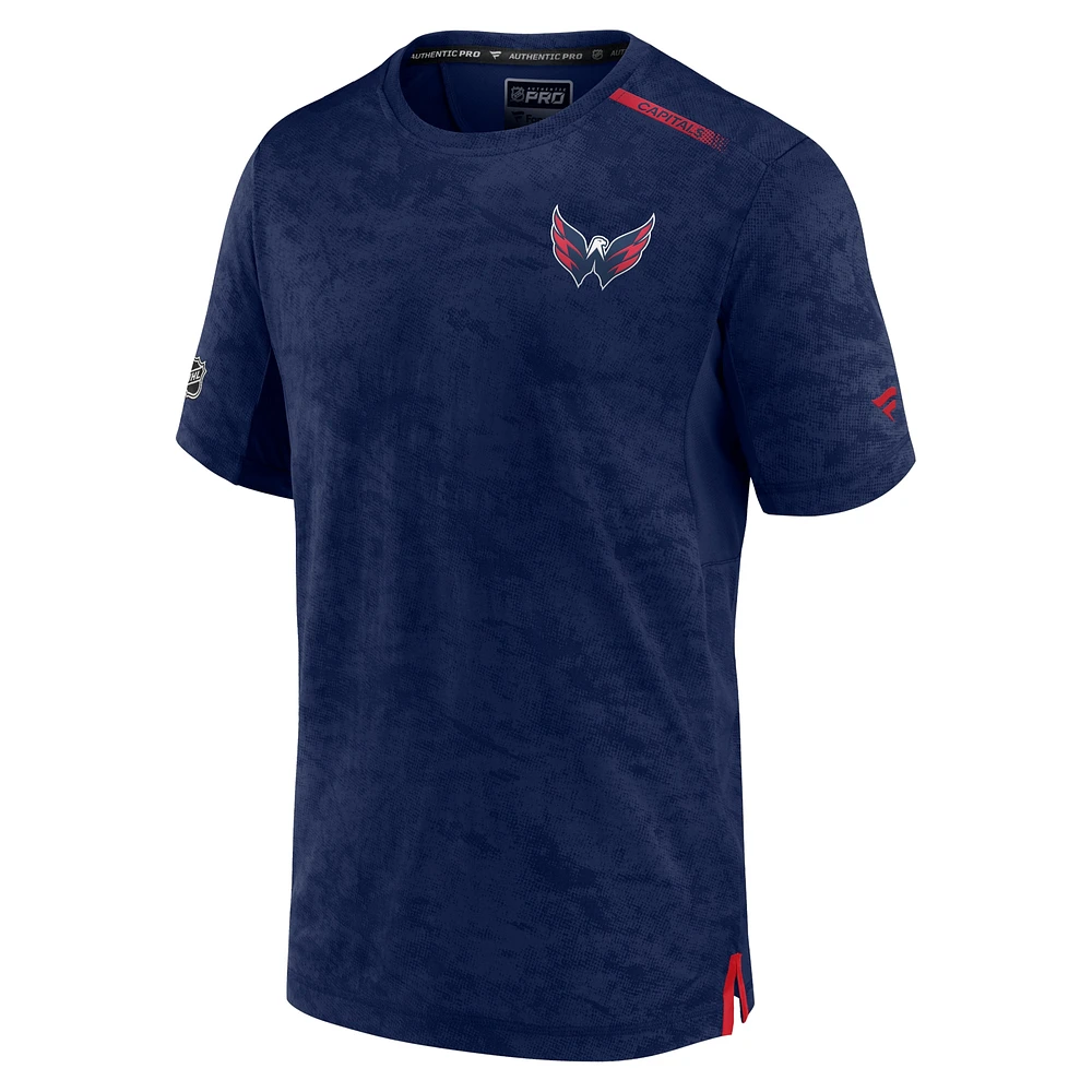 T-shirt camouflage de qualité supérieure authentique Pro Rink Fanatics pour hommes, bleu marine, Washington Capitals