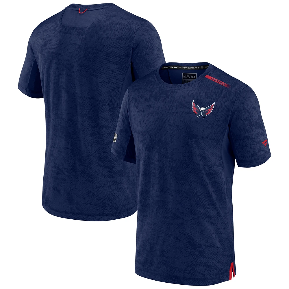 T-shirt camouflage de qualité supérieure authentique Pro Rink Fanatics pour hommes, bleu marine, Washington Capitals