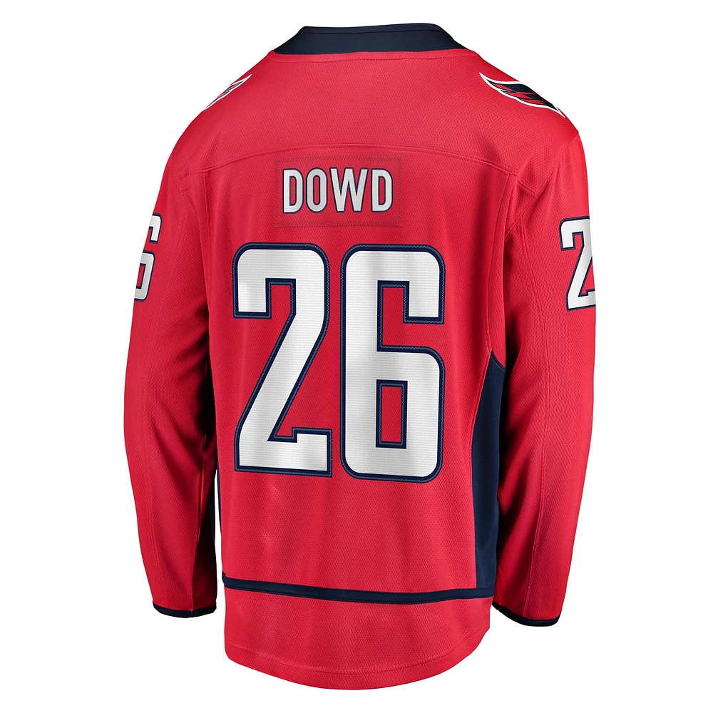 Maillot de joueur rouge Home Breakaway Fanatics Nic Dowd Washington Capitals pour hommes