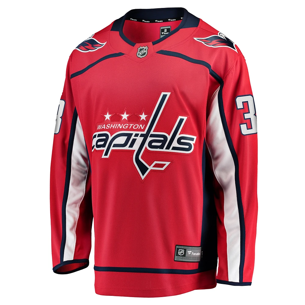 Maillot d'échappée à domicile Fanatics Rasmus Sandin rouge des Capitals de Washington pour hommes