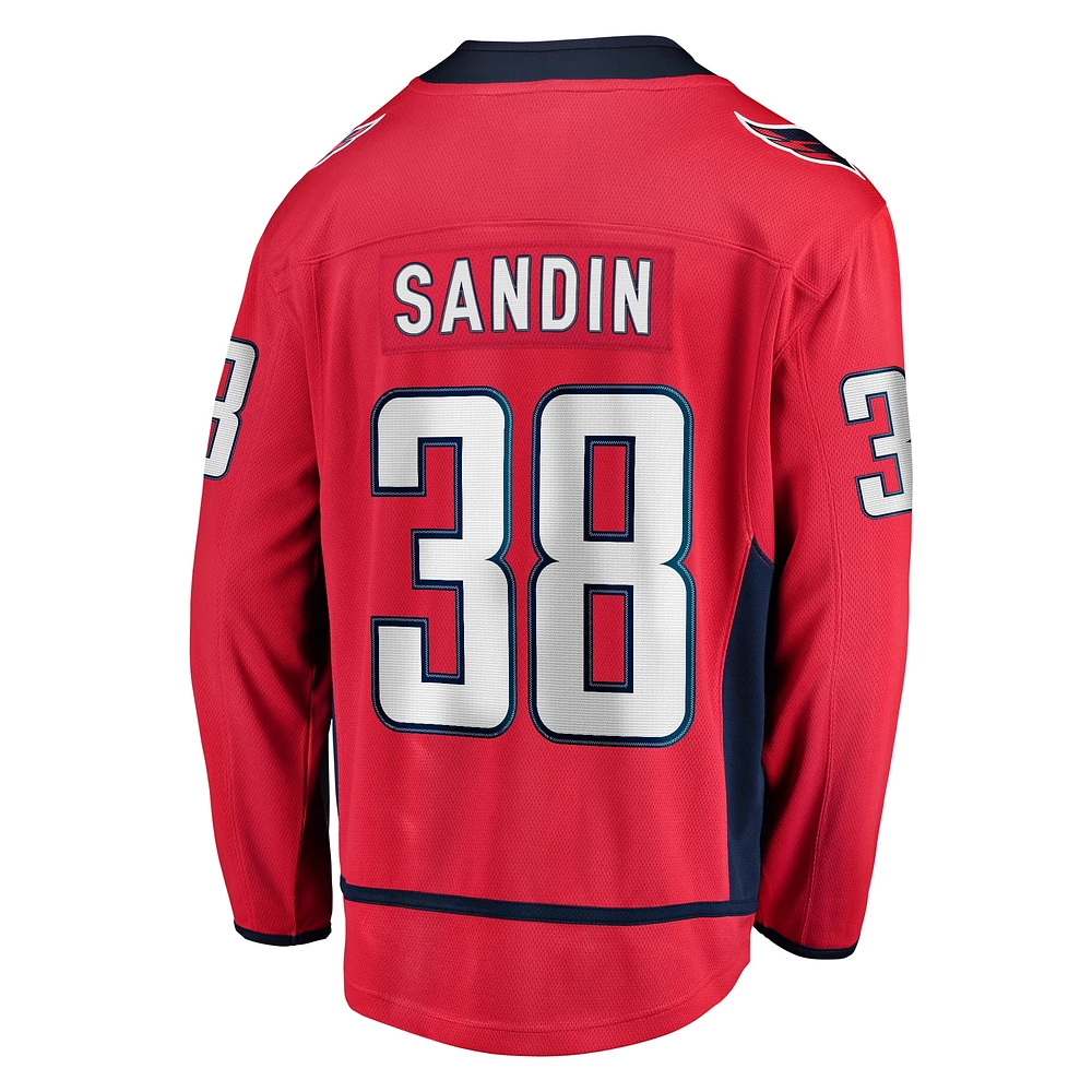 Maillot d'échappée à domicile Fanatics Rasmus Sandin rouge des Capitals de Washington pour hommes