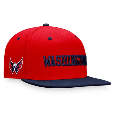 Casquette Snapback bicolore Fanatics rouge/marine Washington Capitals Heritage City pour hommes