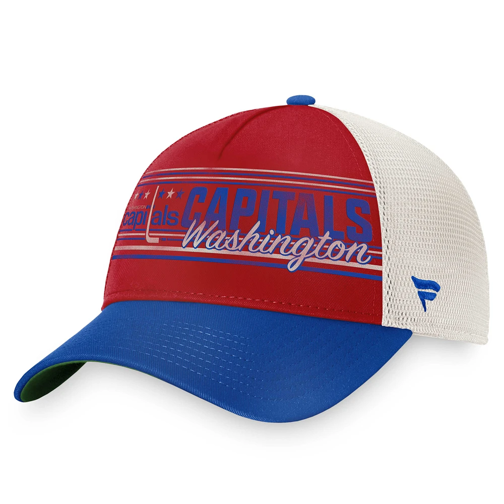 Casquette Snapback de camionneur rétro classique véritable rouge/Royal Washington Capitals Fanatics pour hommes