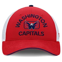 Casquette de camionneur authentique Pro Rink des Washington Capitals rouge/blanc Fanatics pour hommes