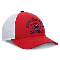 Casquette de camionneur authentique Pro Rink des Washington Capitals rouge/blanc Fanatics pour hommes