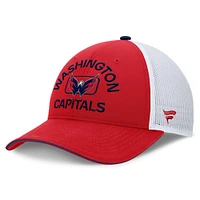 Casquette de camionneur authentique Pro Rink des Washington Capitals rouge/blanc Fanatics pour hommes