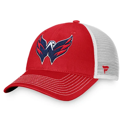 Casquette Snapback de camionneur primaire Slouch Core Washington Capitals Fanatics rouge/blanc pour hommes