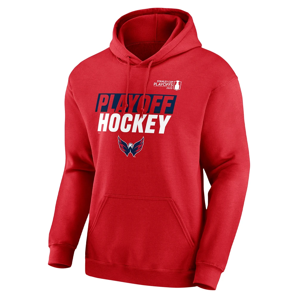 Men's Fanatics Red Washington Capitals 2025 Stanley Cup Playoffs Breakout Fleece Pullover Hoodie