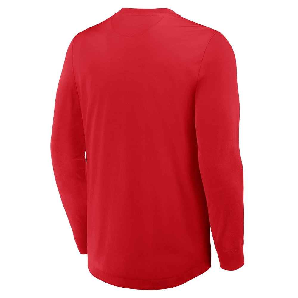 Men's Fanatics Red Washington Capitals Adrenaline Push Long Sleeve Henley Shirt
