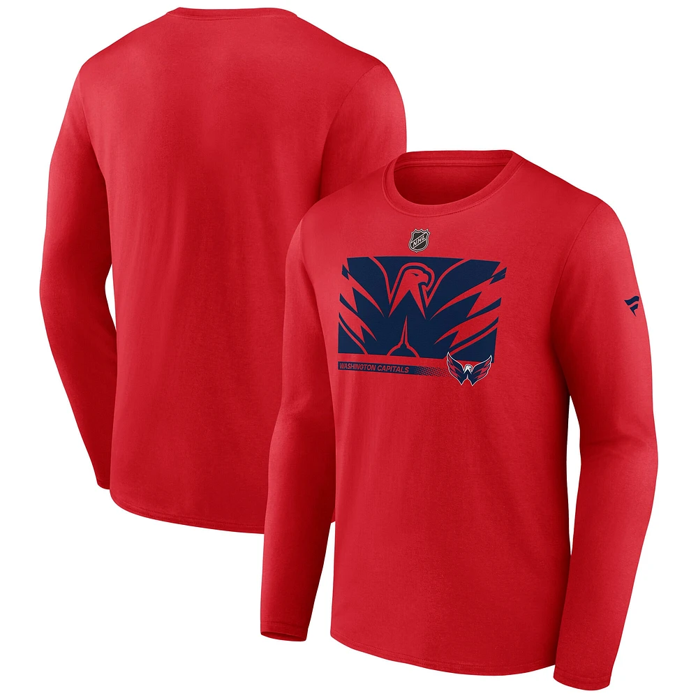 T-shirt secondaire à manches longues Fanatics Red Washington Capitals Authentic Pro Core Collection pour hommes