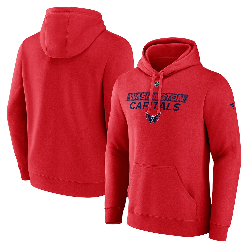 Sweat à capuche en polaire Authentic Pro Core Primary pour homme Fanatics Red Washington Capitals