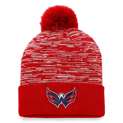 Bonnet en tricot à revers Fanatics Red Washington Capitals Defender pour hommes avec pompon