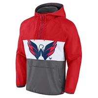 Veste à capuche demi-zip Fanatics Red Washington Capitals Flagrant Foul Anorak Raglan pour hommes