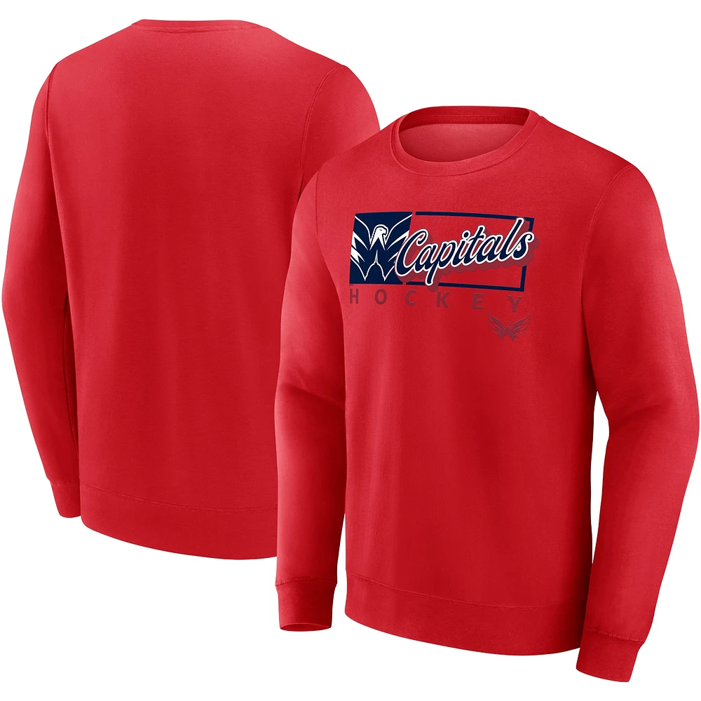 Men's Fanatics Red Washington Capitals Focus Fleece Pullover Sweatshirt